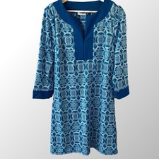 Cabana Life Medium Tunic Dress Cover Up 3/4 Sleeve UPF 50+ Beach Resort Pool