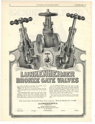 1920 Ads F&B of PG: Duplex Oil Field Truck Fort Worth & Lunkenheimer Valves