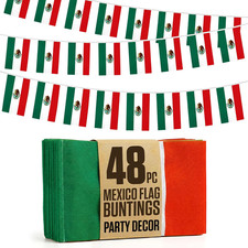 Mexico Flag Bunting 48Pc 49Ft - Fiesta Banner for Events Decorations