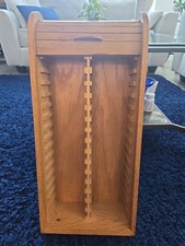 Vintage Solid Wood Roll Top Cassette Tape Media Storage Holder Organizer Case