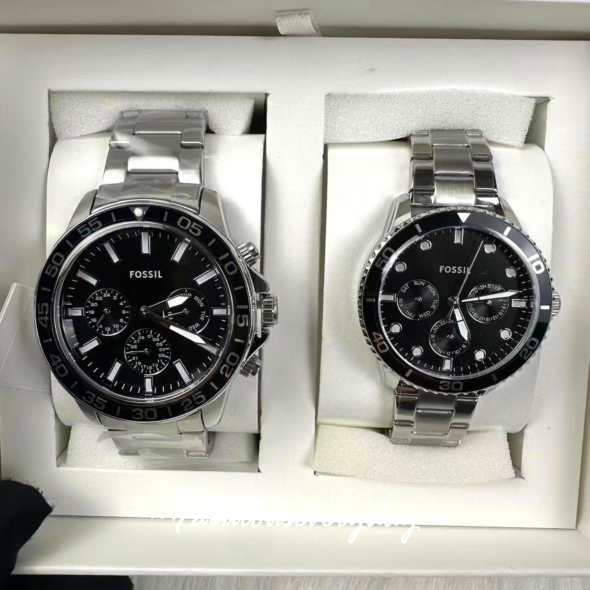 Fossil Black Strap Silver Case Watch Fossil Men main image 4