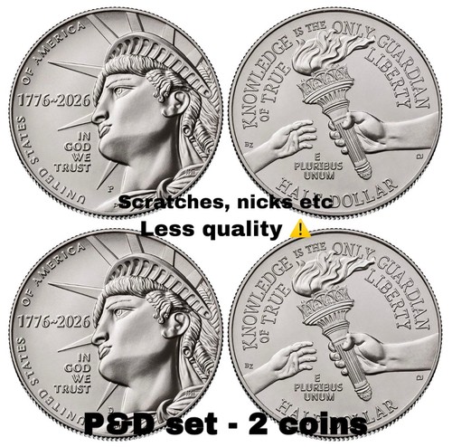 1776-2026 P&D Semiquincentennial Half dollar 2 Coin Set UNC - Less Quality ⚠️