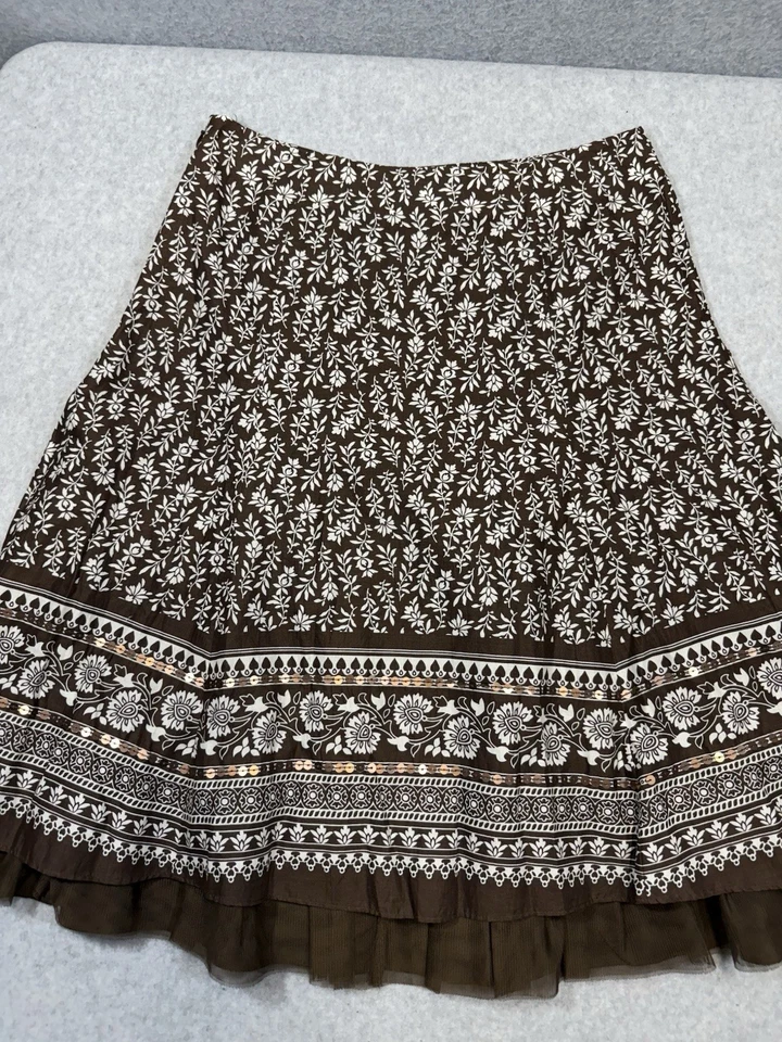 Falda para mujer Apt 9 4 marrón con capas floral boho multicapa Foto 2 de 4