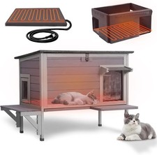 Heated Cat House for Outside Insulated Weatherproof Feral Cat Shelter Heated Pad