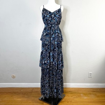 eliza j blue floral maxi dress Eliza J Embroidered Maxi Dress