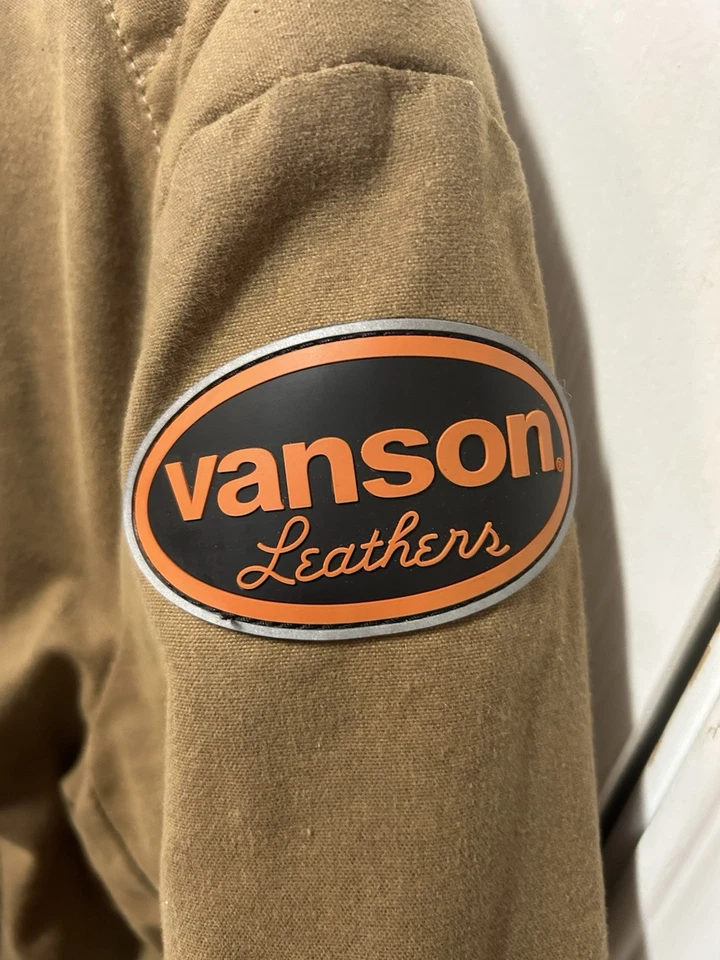 Vanson Leathers Waxed Canvas Motorcycle Jacket XL - Tan Boston Mass - Image 2 of 4