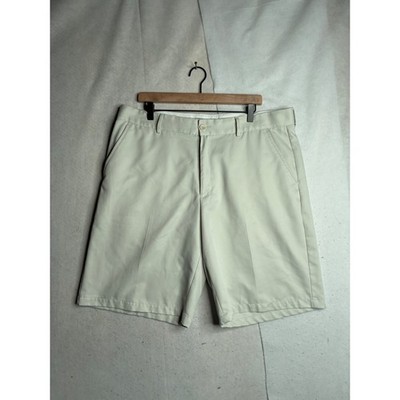 Greg Norman Tasso Elba Mens Stone Beige Golf Shorts Size 38 Flat Front Polyester