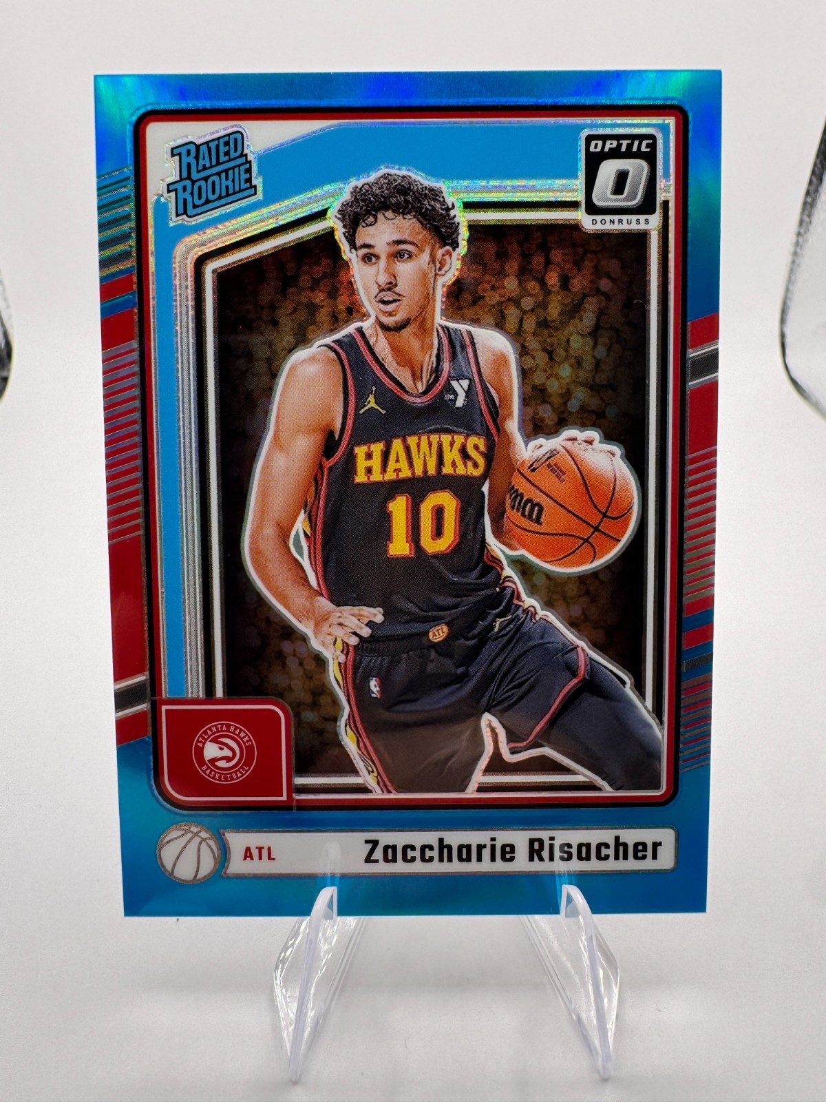 2024-25 Donruss Optic -  Zaccharie Risacher #268 Rated Rookie RC Aqua /225
