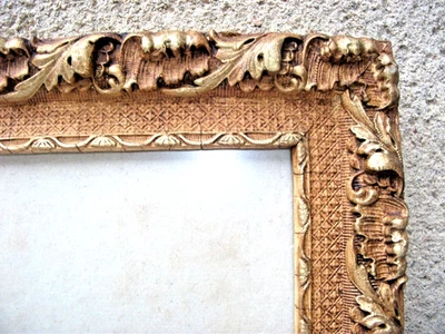Cadre XIXème en bois doré 40,5 X 51,5 cm Feuil 34 X 45 cm+verre - Photo 1/4