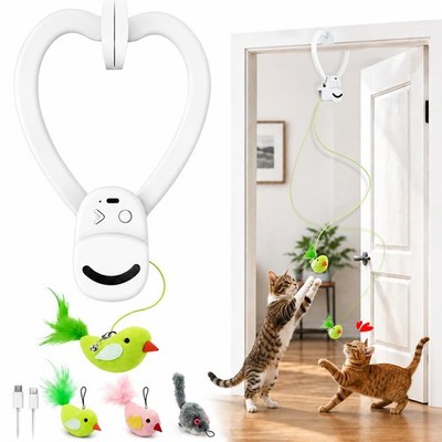 Interactive Cat Toys for Indoor Cats: Automatic Flying Bird Feather Wand Chas...