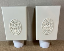 2 Retro Bathroom Dixie Cup Dispenser Pop Up with Flowers Cream Plastic Vtg