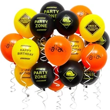 50pcs Construction Theme Latex Balloons, Birthday Party Supplies and Decorations