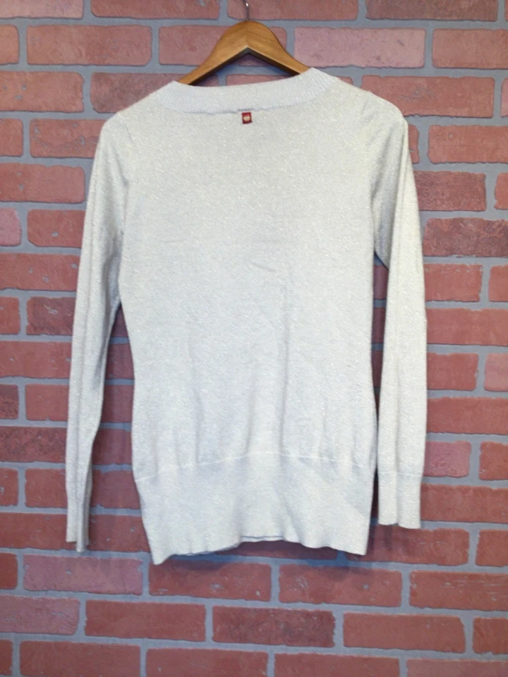 Suéter De Colección Años 90 Y2K Apple Bottoms XL V Cuello Dorado Brillo Tejido Manga Larga Foto 3 de 4