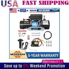 Wireless Electric Winch 10000lbs 12V Synthetic Rope Towing for Truck Trailer Car