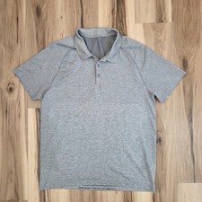 Lululemon Polo Shirt Mens XL Gray Metal Vent Tech Performance Athletic Golf