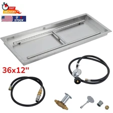 36x12'' Rectangular Fire Pit Pan Burner Kit For Natural Gas/Propane Fire Pit NEW