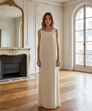 Papell Boutique Evening Cream Sleeveless Maxi Dress Size 18W