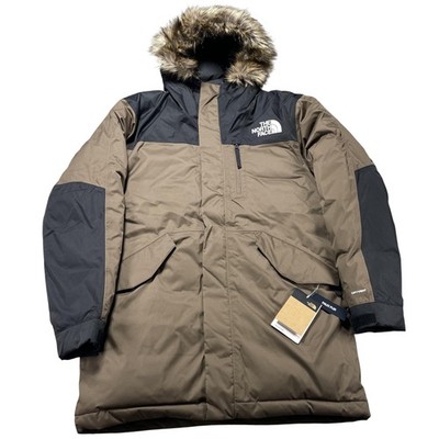 The North Face Bedford Down Parka Coat Mens Medium Brown DryVent Hooded Faux Fur