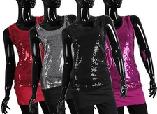 New Sequin Scoop Neck Top Tunic Party Stage Performance Mini Dress 2557A
