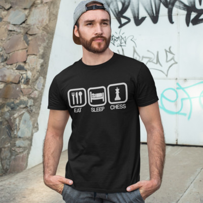 EAT SLEEP CHESS T-SHIRT - Queens Gambit Move Brettset Spiel Zubehör lustig
