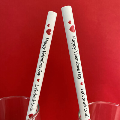 Valentinstag Papier Trinkhalme x 20 umweltfreundliche Strohhalme - hergestellt in Großbritannien - Öko