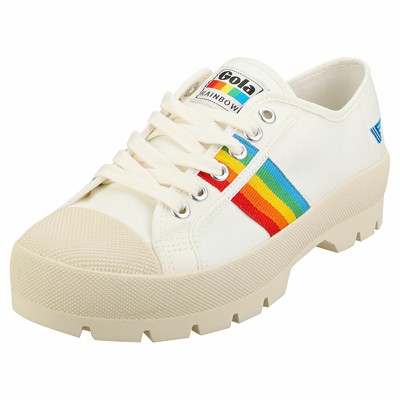 Gola Coaster Peak Rainbow Womens Off White Multicolour Fashion Trainers - 37 EU | eBay