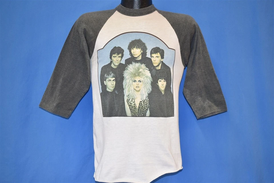 vtg 80s BLONDIE TOUR 1982 TRACKS ACROSS AMERICA RAGLAN NEW WAVE ROCK t-shirt S - Image 2 of 4