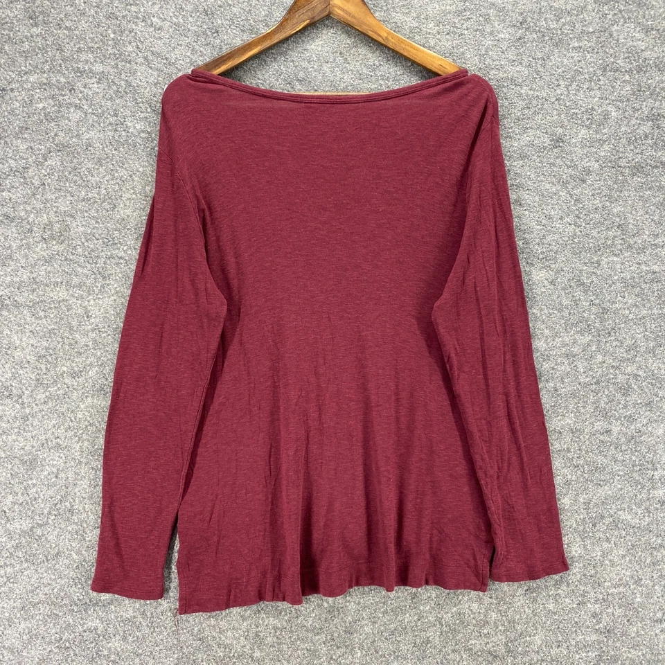 Mercer & Madison Sweater Pullover Women L Large Red V-Neck Cotton Long Sleeve - Image 2 of 4