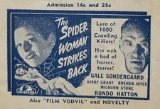 SPIDER WOMAN STRIKES BACK 1946 Original Movie Flyer Horror