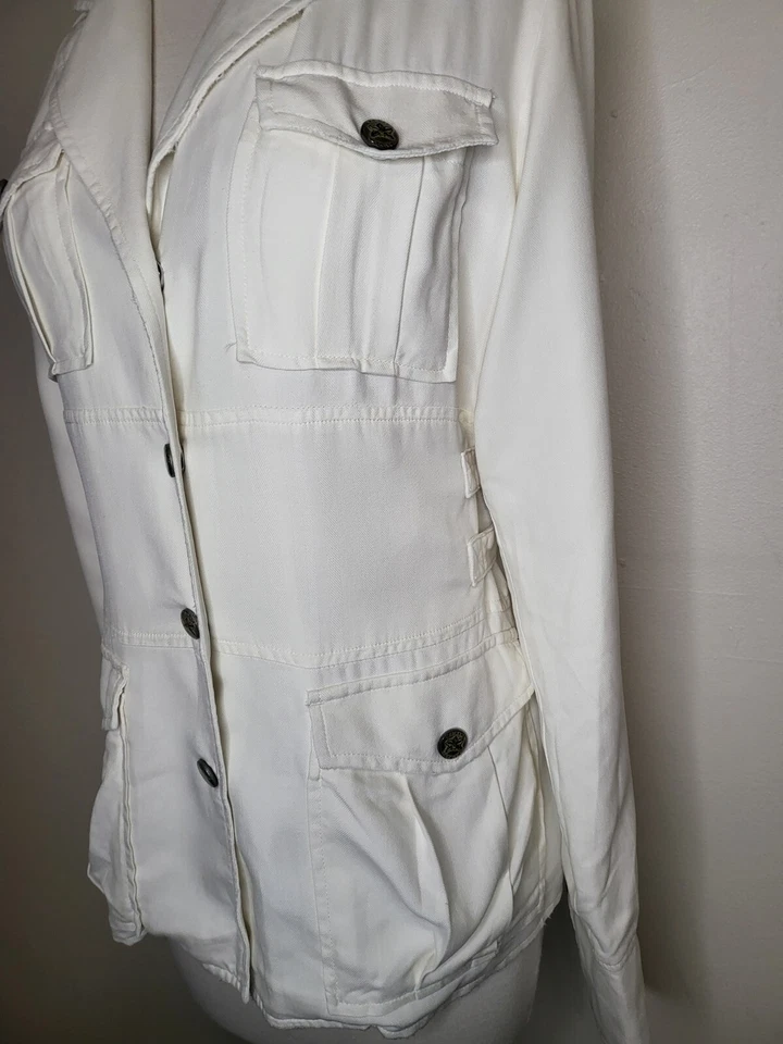 Da Nang White Silk White Embroidered Snap Jacket Size XS - Image 3 of 4