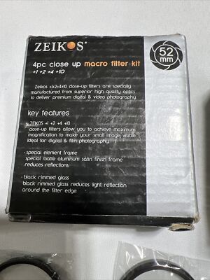 ZEIKOS 4Pc Close Up Macro Filter Kit 52mm ZE-CU452 ZEIKOS 4Pc Close Up Macro Filter Kit 52mm ZE-CU452