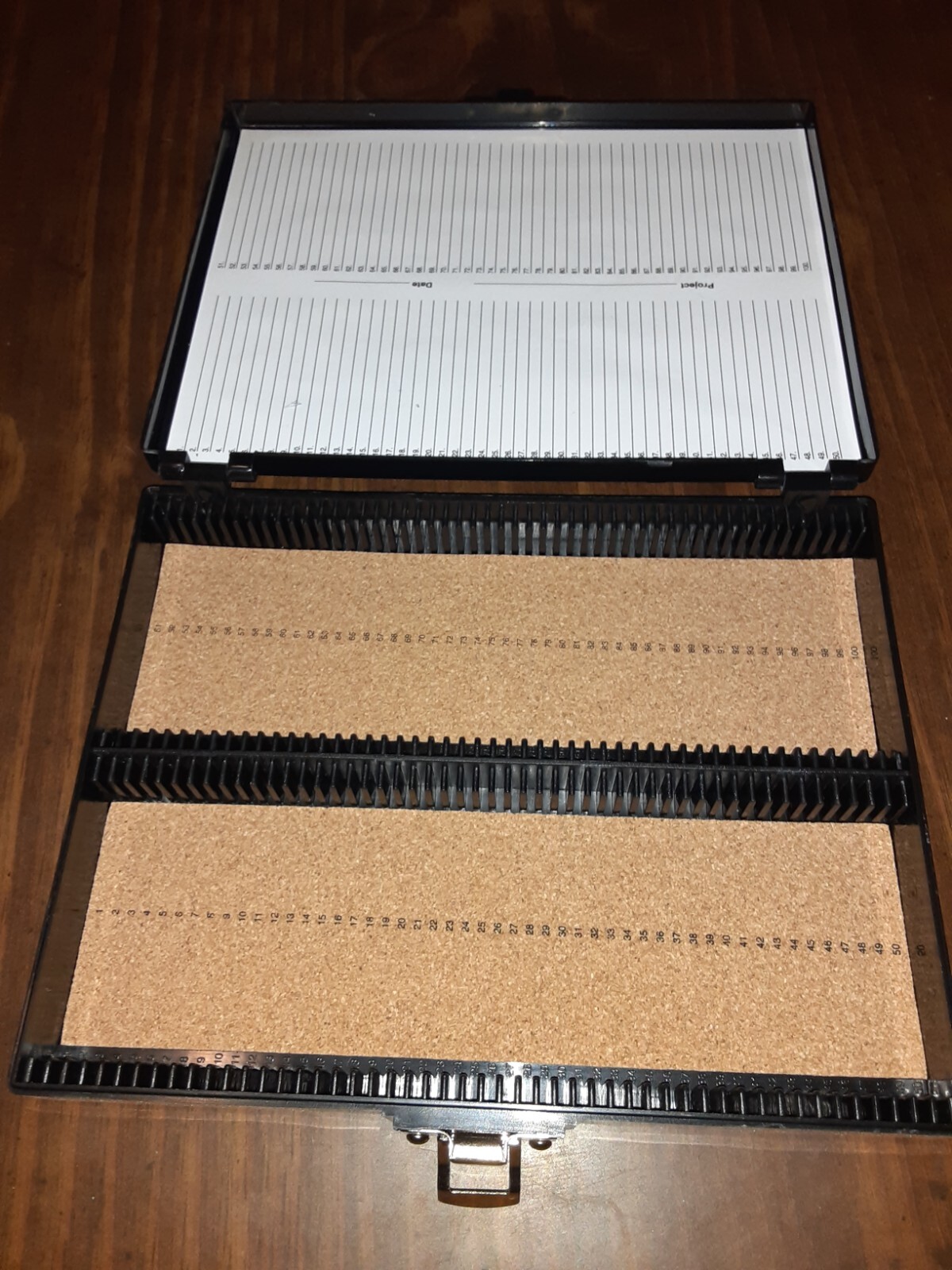 HS  MICROSCOPE SLIDE BOX  BLACK  CASE STORAGE HOLDS 100 SLIDES