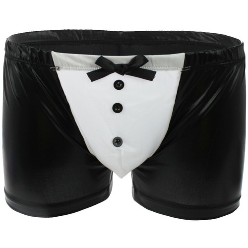 Negro Sexy Para hombres Cuero de Látex Baúles Calzoncillos Calzoncillos Ropa Interior Pantalones cortos - Imagen 40 de 43
