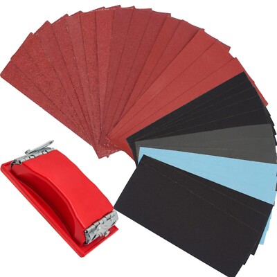 Vielseitiges Schleifpapier Set 45 Teile mit Hand-Schleifblock für Holz und Wände