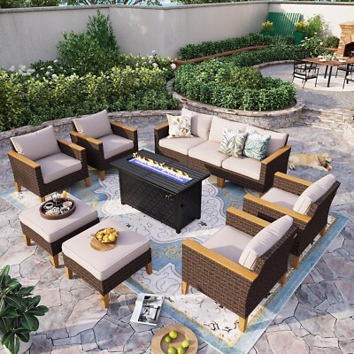 Patio Furniture Outdoor Furniture Rattan Conversation Sofa Set Fire