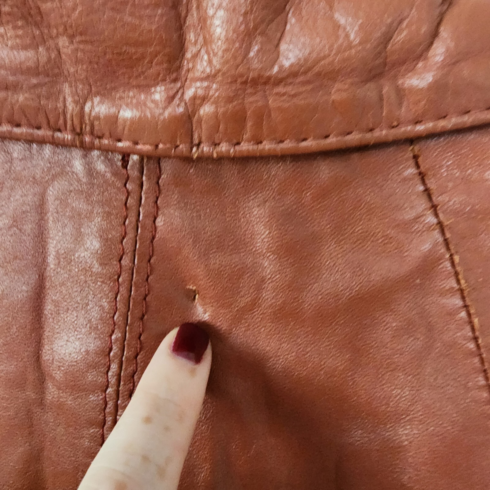 Vintage Womens 70s Orange Leather Trench Jacket S… - image 6