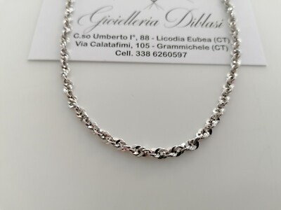 COLLANA Collier ORO BIANCO 18 Kt 750% Donna Catena FUNE