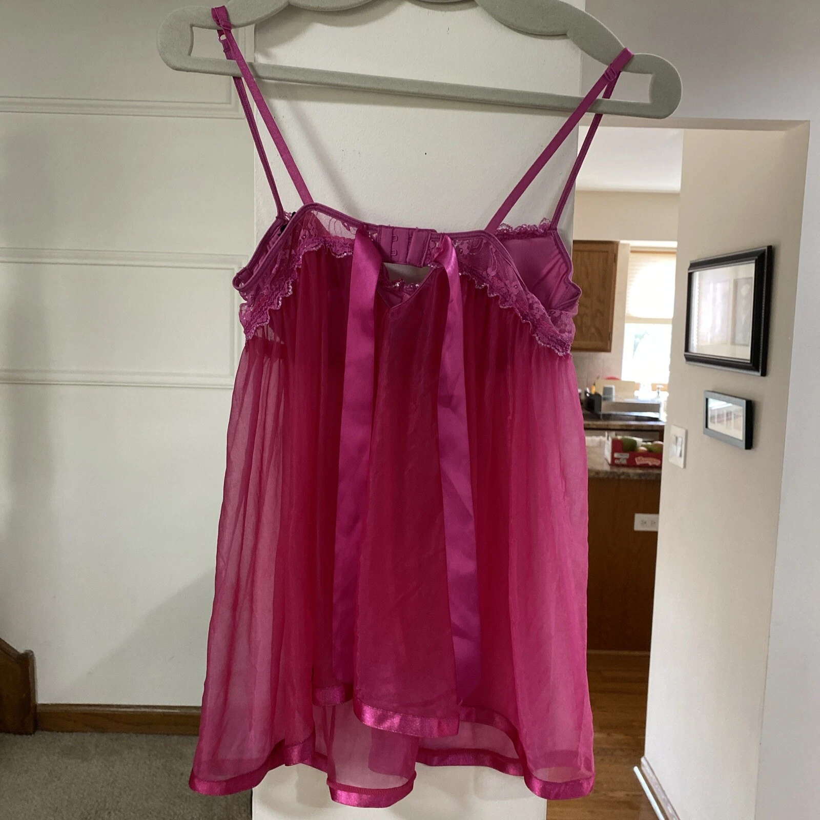 UNDERCOVER Abito top vintage sexy little thing di Victoria Secret bambola bambino in rete pizzo rosa