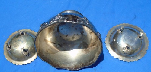 Bowls Silverplate English Repro BM Mts 6175 6 by 4” Grapes Leaves Rim. - Picture 5 of 7