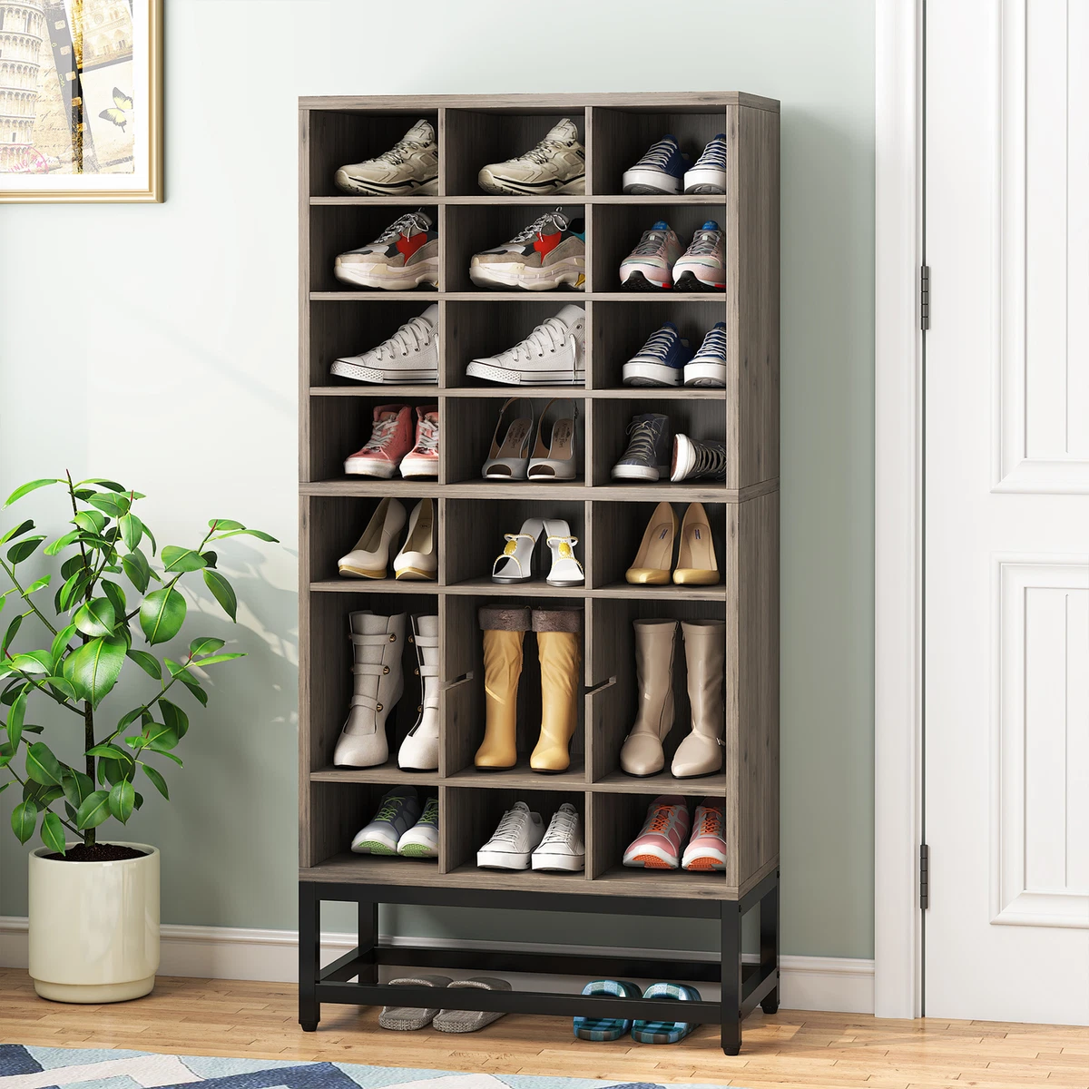 Tribesigns Shoe Cabinet, 24 Pair Adjustable Partition Shoe Rack