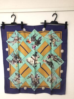 HERMES Scarf Authentic Cloth Fashion Horse and jockey illustration