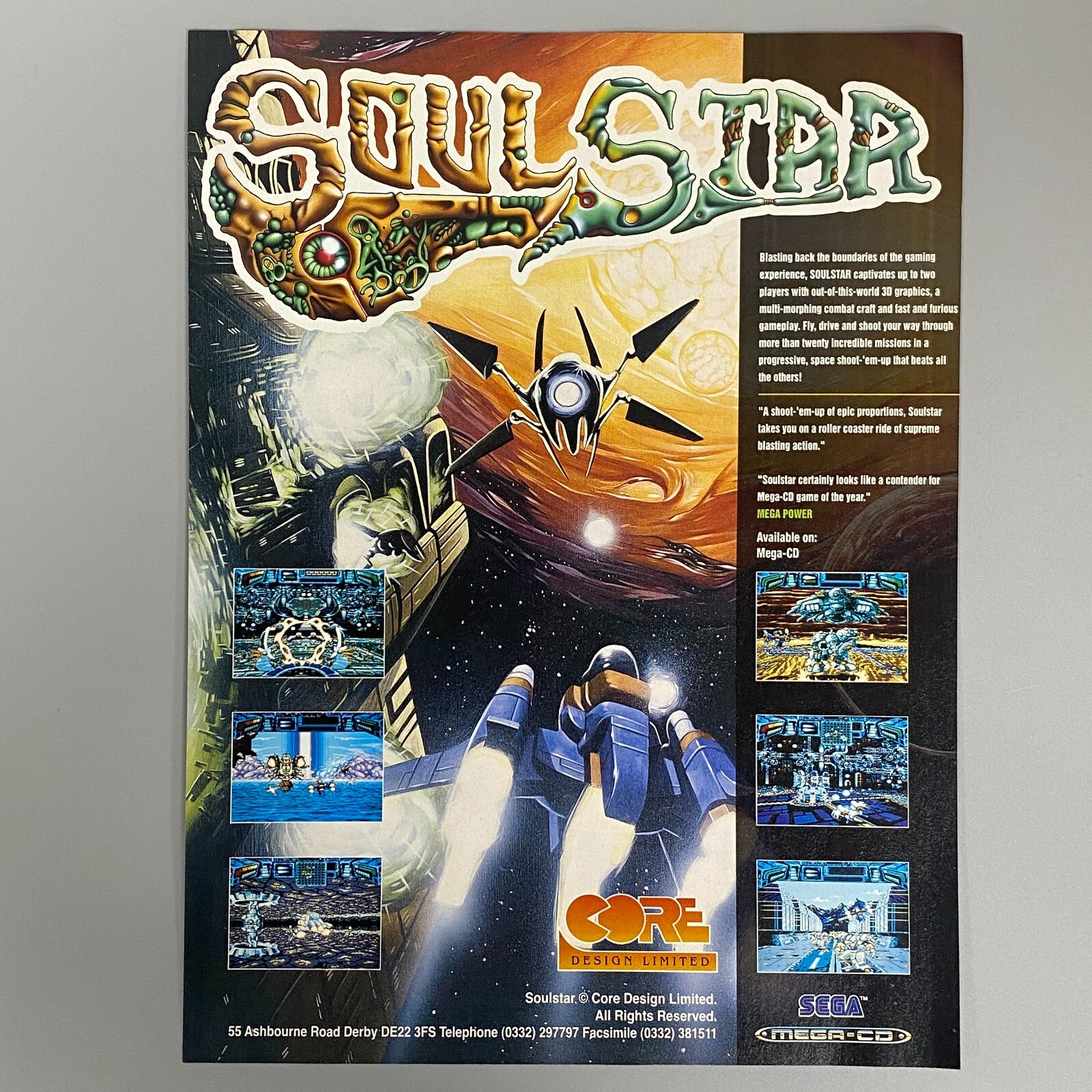 Soulstar Jeu Vidéo Sega Mega-CD Core Design Ltd 1994 Vintage Rétro Publicité