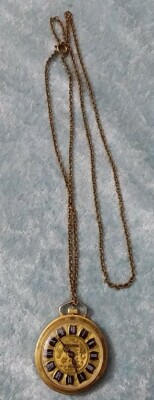 TEGROV Halsketten Anhänger Uhr Handaufzug vergoldet mit Kette