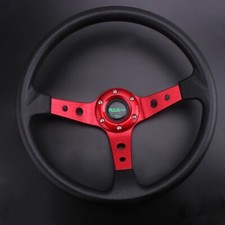 14inch Red Universal Racing Steering Wheel Aluminum Drifting Deep Dish 6 Bolt