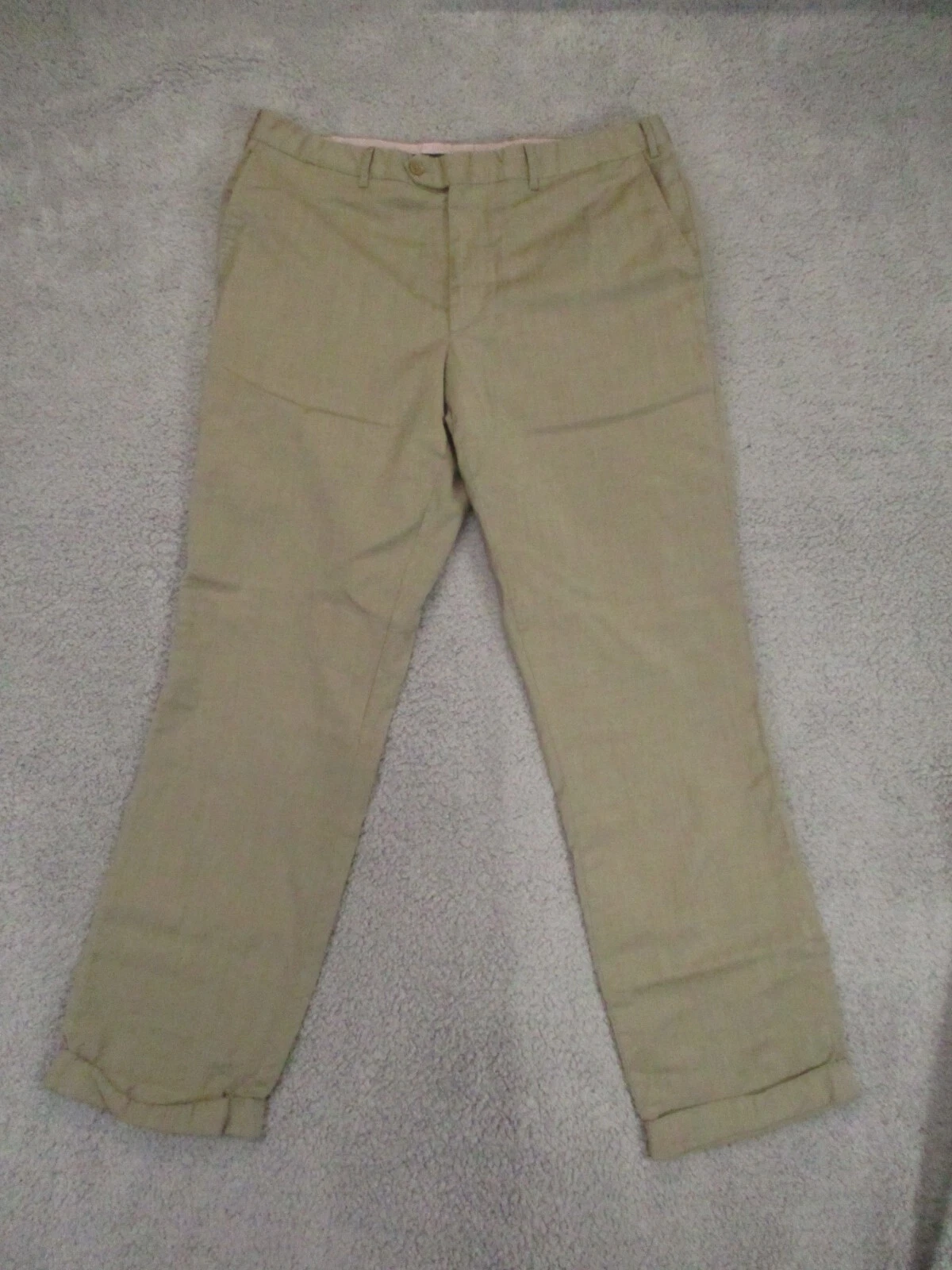 Luigi Baldo Dress Pants Mens 35x29 Beige 100% Wool Made in Italy