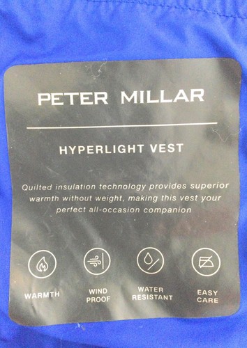 Peter Millar Hyperlight Quilted Vest Sz LARGE Blue Puffer Zip Logo Golf - Picture 8 of 11