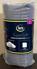 Serta SuperSoft Down Alternative Blanket Gray Silver King 104 x 90 New Fast Ship