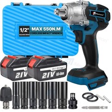 21V Cordless Impact Wrench 1/2" 550Nm High Torque Brushless Drill 5.5Ah Battery