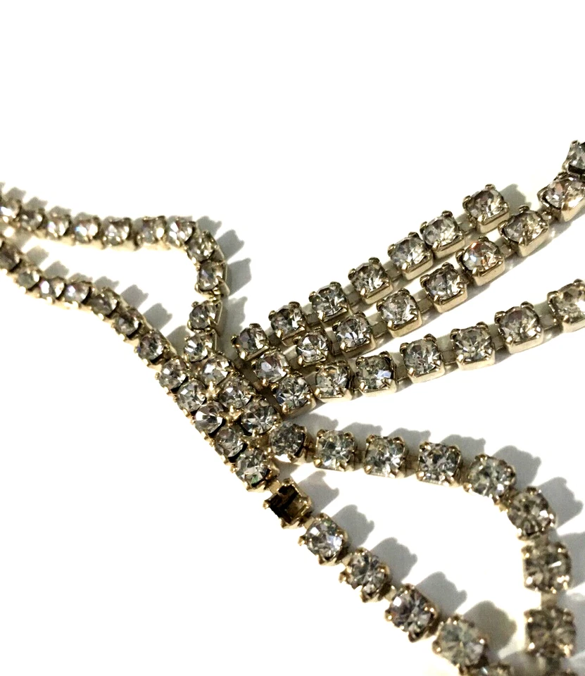 DE COLECCIÓN TONO PLATA IMPRESIONANTE ESTRÁS PUNTA CORTINA ELEGANTE CINTURÓN 33" BODA LEER Foto 4 de 4