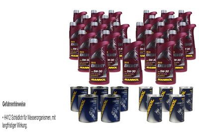 23L Motoröl MANNOL Energy 5W-30 5x MANNOL Leak-Stop ADDITIV+Motor Flush